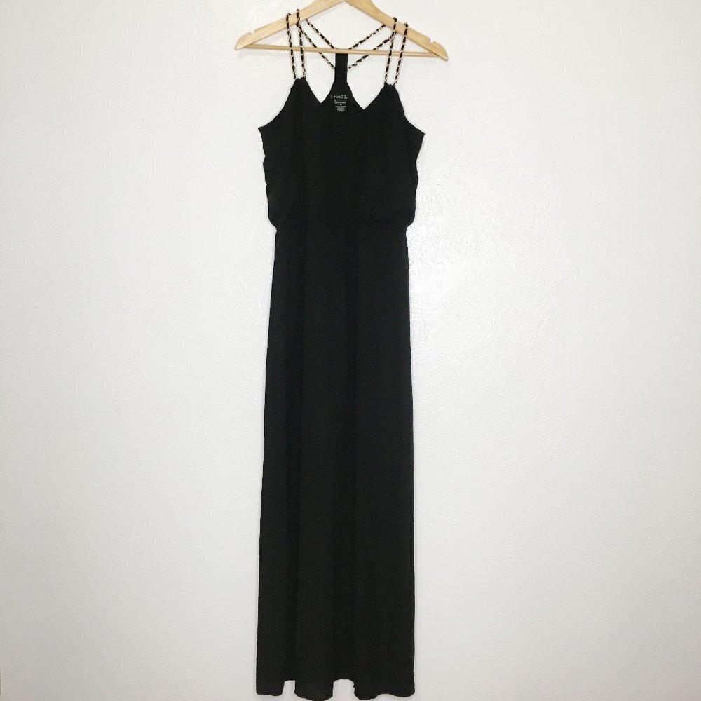 RUE21 Maxi Racerback Dress w/ Gold Chain Straps Halter neck